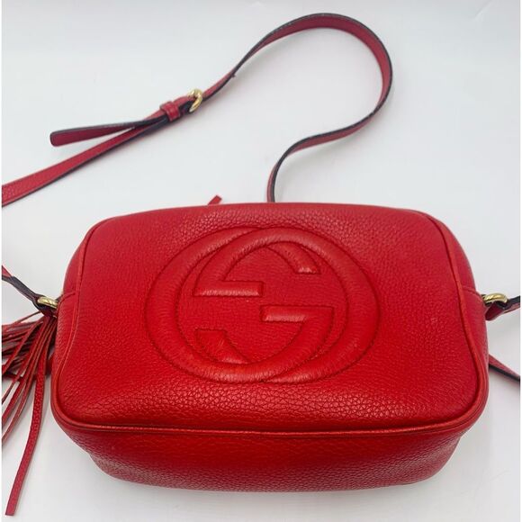 Auth Gucci Tabasco Red Small Soho Disco Crossbody Bag Preloved Purse Excellent - Picture 3 of 16